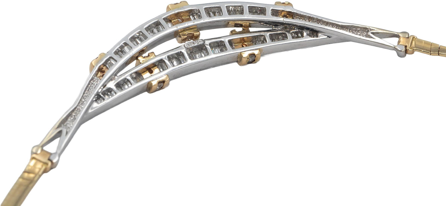 14k White & Yellow Gold Baguette and Round Diamond Formal Necklace 2.50CT