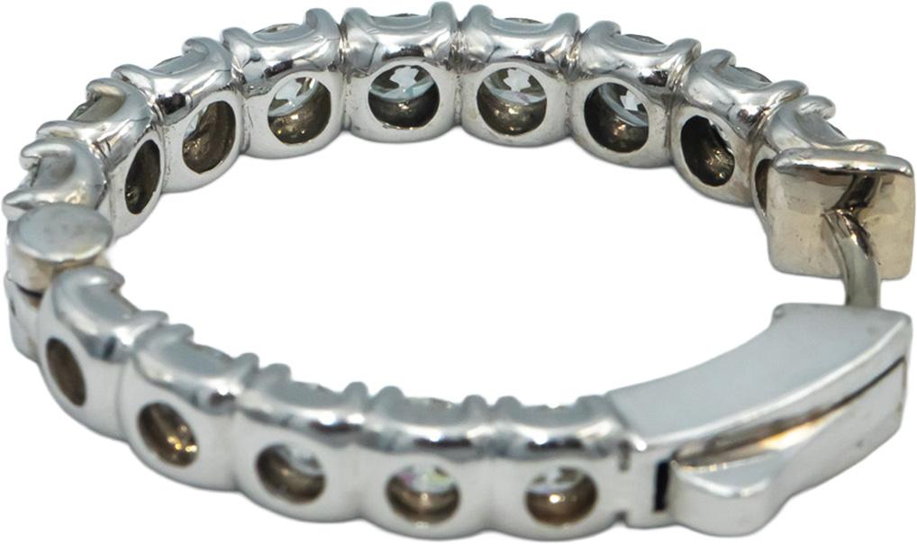 14k White Gold VS Round Diamond Inside Out Oval Hoop Earrings 5.34CT