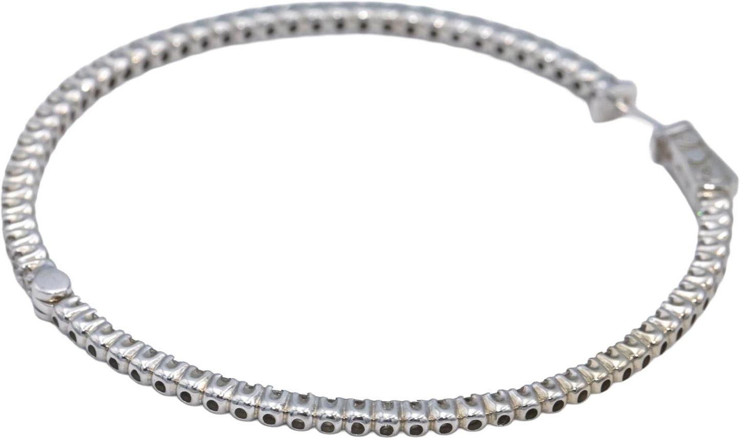 14k White Gold Round Diamond Inside Out Circle Jumbo Hoop Earrings 3.85CT