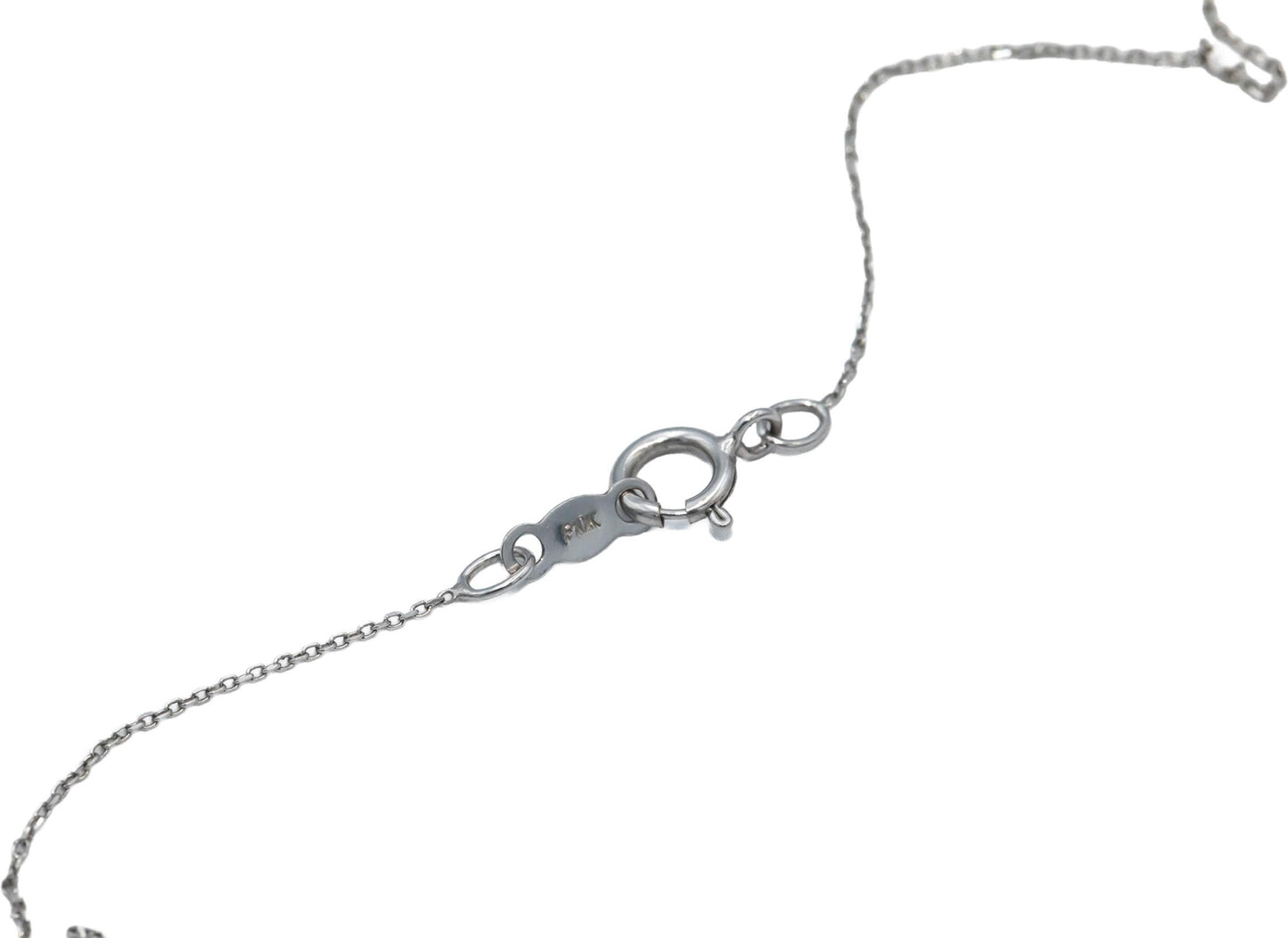 10k White Gold Round & Baguette Cut Diamond Anhk Cross Pendant Necklace 0.25CT