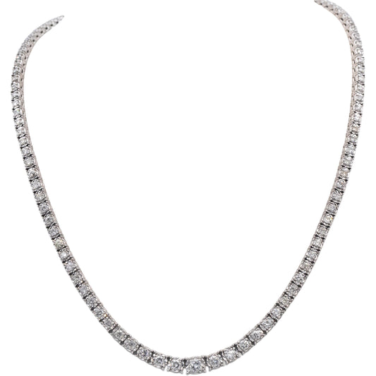 Round Diamond Illusion Setting 14k White Gold Graduated Riviera Necklace 4.0CT