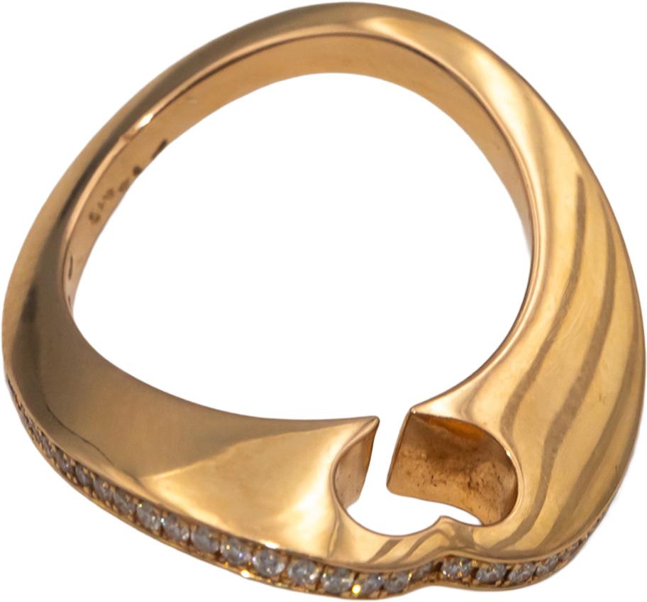 CHOPARD 18k Rose Gold Waving Heart Diamond Ring 0.18CT Size 52 w/ Papers