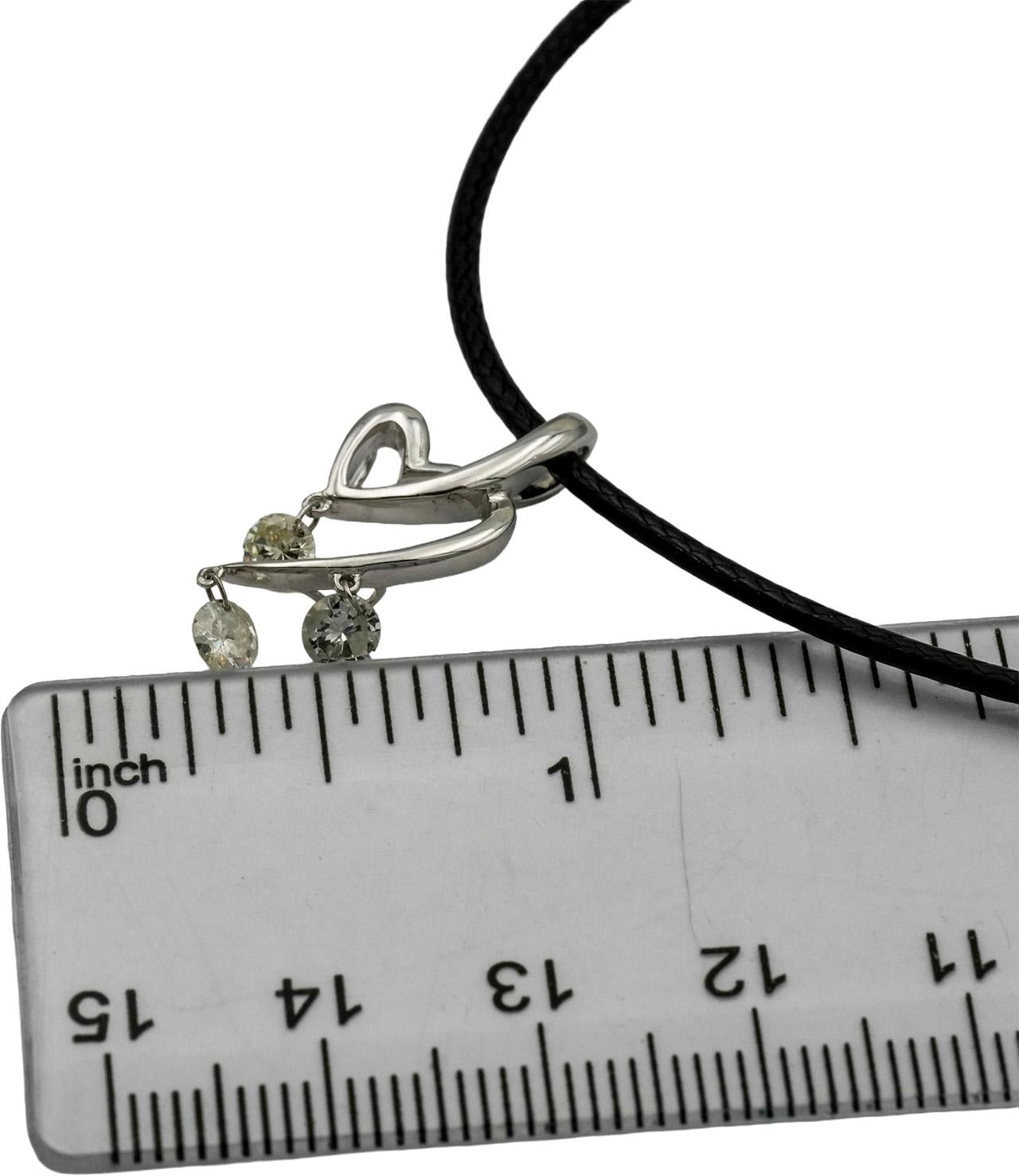 14k White Gold Round Diamond Dangle Pendant Necklace 0.65CT