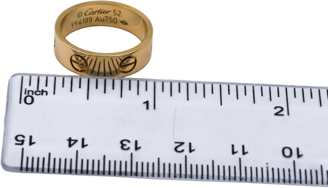 CARTIER 18k Yellow Gold Love Screw Motif 5.5mm Wide Ring Euro Size 52 Size 6