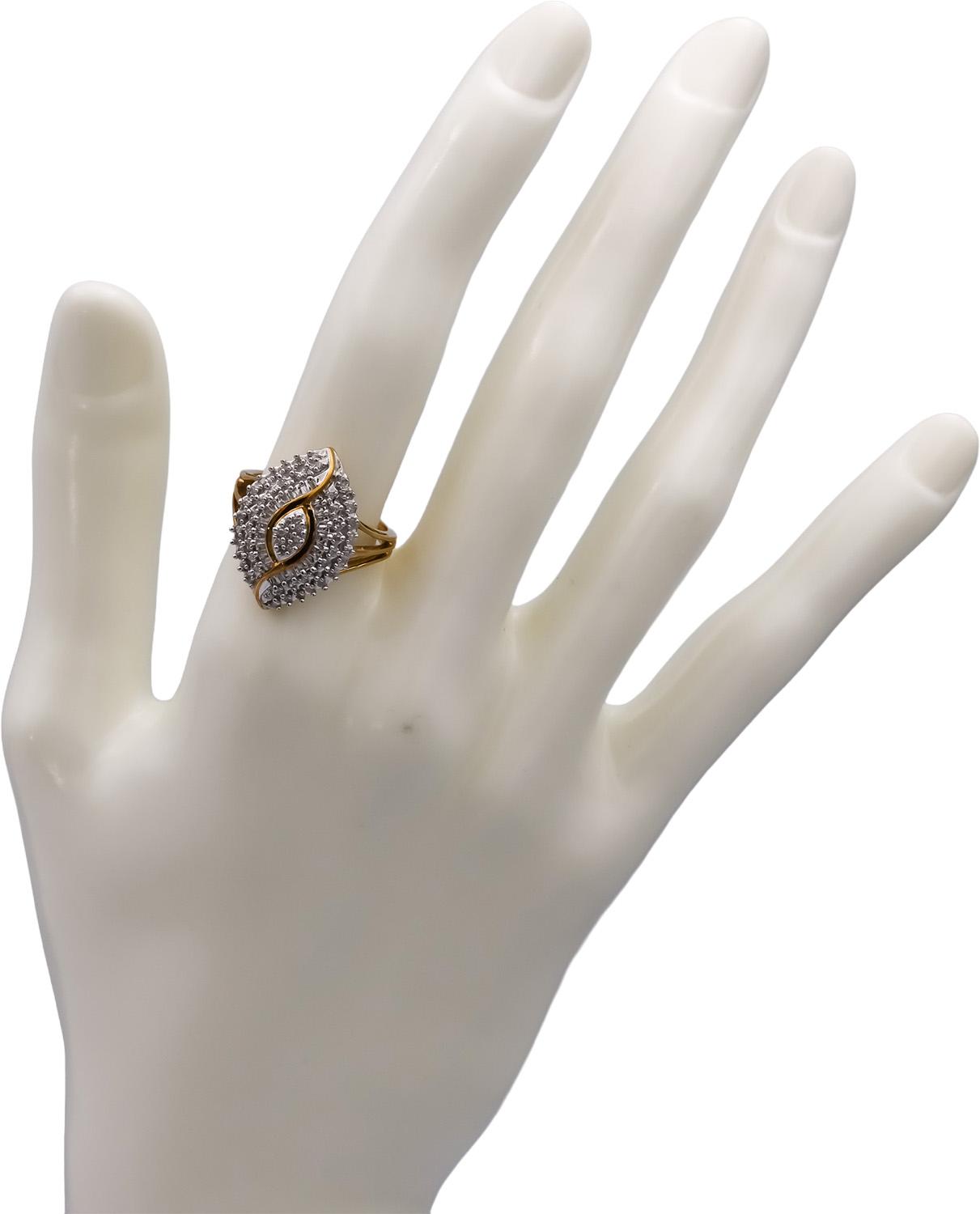 10k Yellow & White Gold Diamond Cluster Cocktail Ring .25CT Size 7