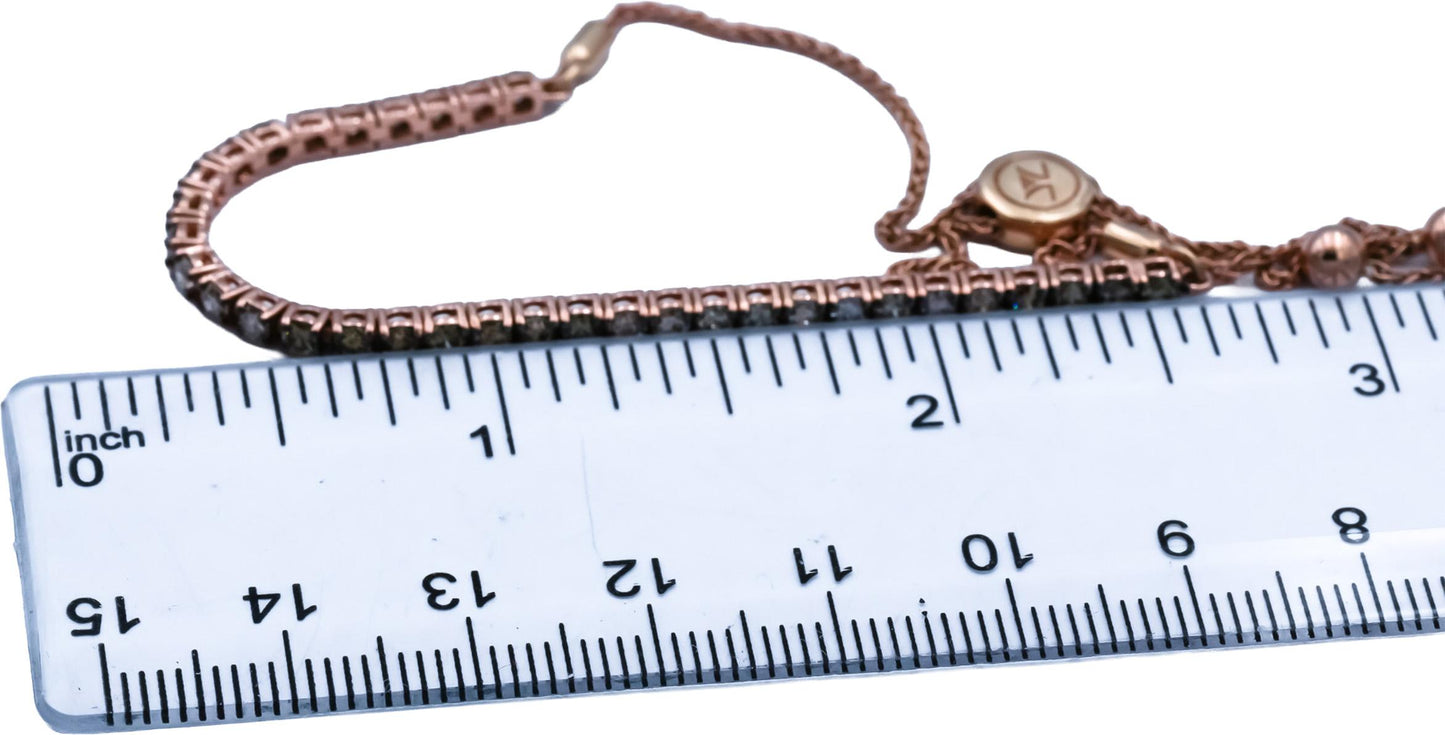 LE VIAN 14k Rose Gold Chocolate Diamond Ombre Bolo Bracelet 1.45CT