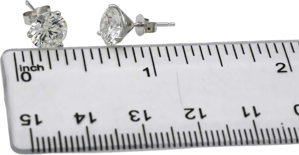 14k White Gold VS Round Lab-Grown Diamond Martini Setting Stud Earrings 5.05CT