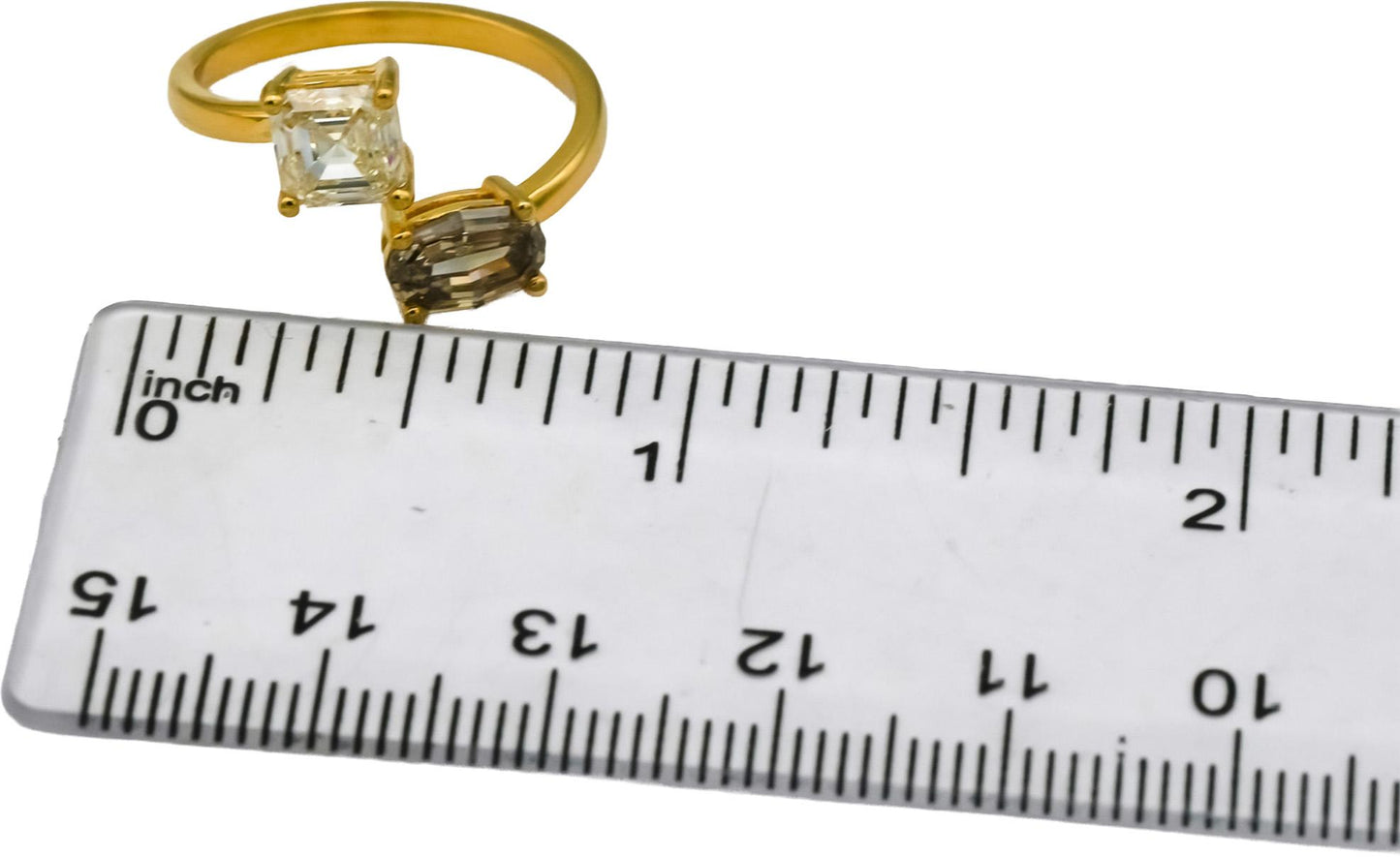 18k Yellow Gold VS Asscher Oval Step Cut Diamond Bypass Ring 2.17CT Size 7