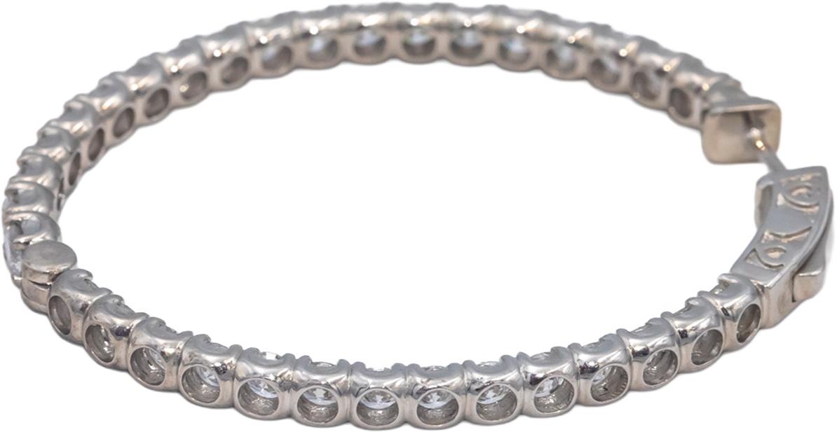 18k White Gold VS Round Diamond Oval Inside Out Hoop Earrings 5.75CT