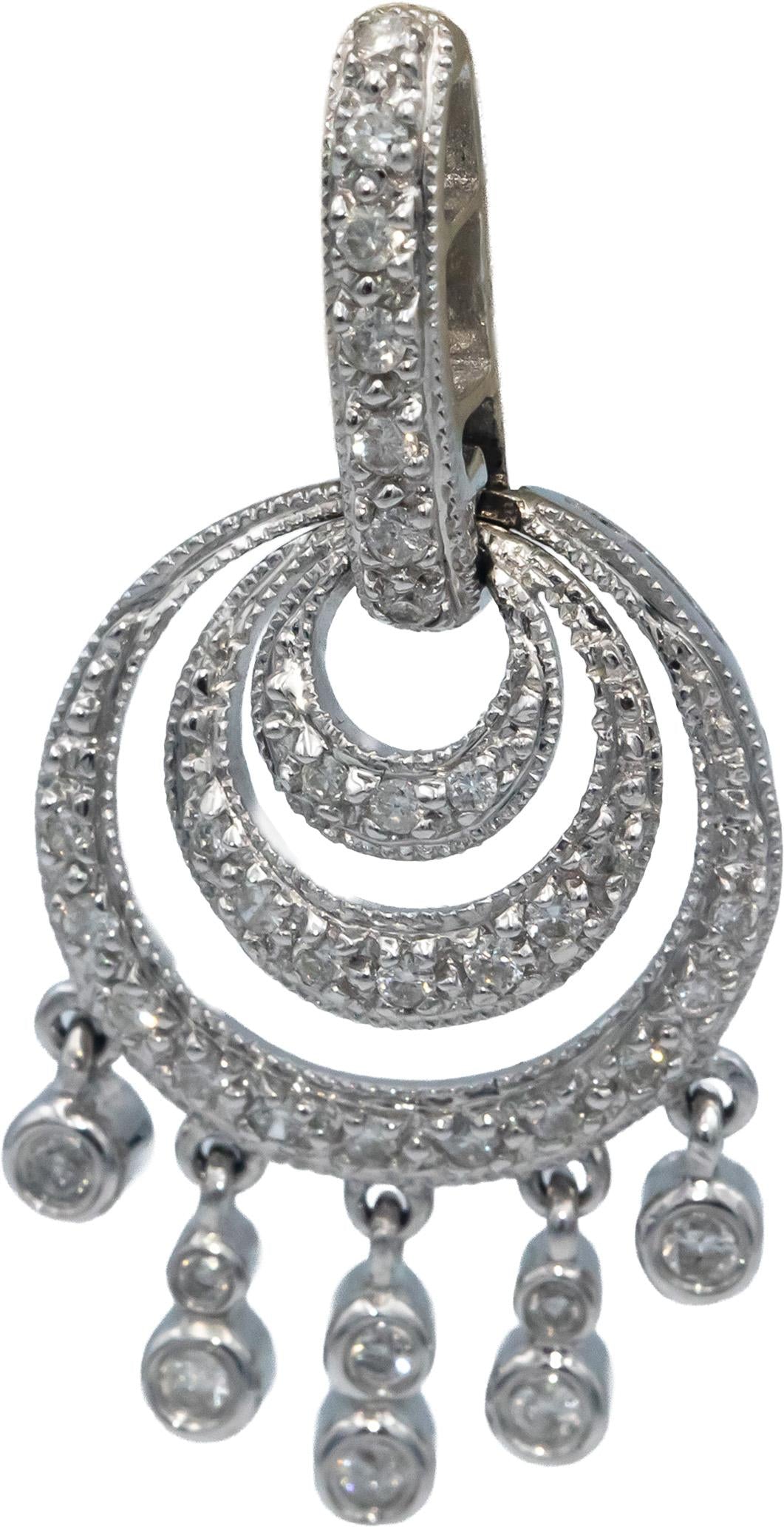 14k White Gold 1.0CT Round Cut Diamond Dangle Earrings