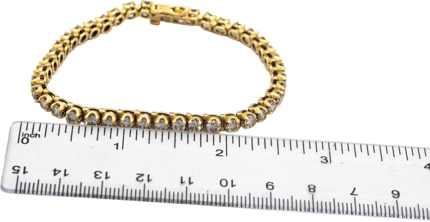 18k Yellow Gold Jewelry VS Round Cut Diamond Tennis Bracelet 6.0CT