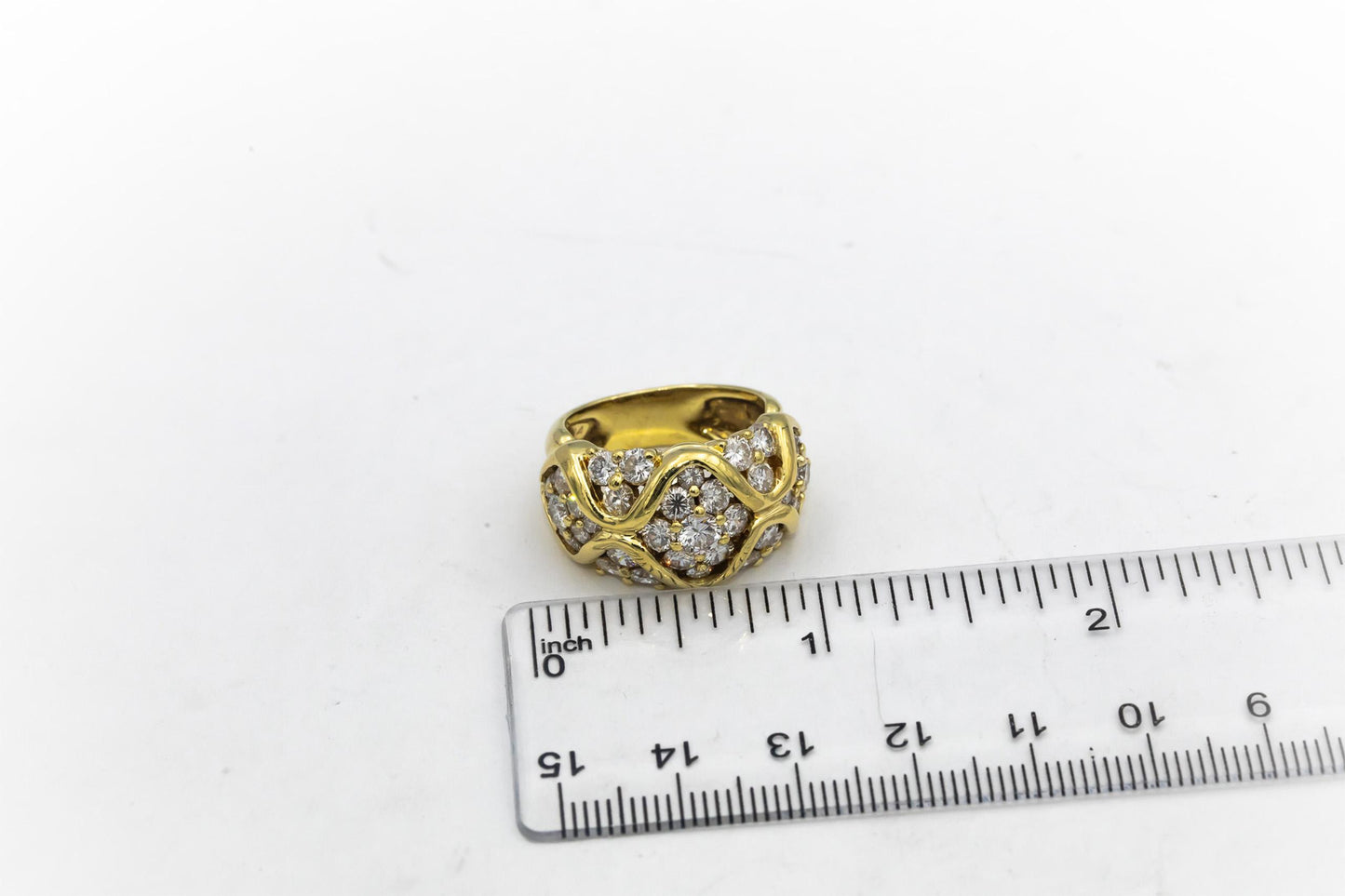 18k Yellow Gold VS Round Diamond Cluster Cocktail Ring 3.10CT Size 7