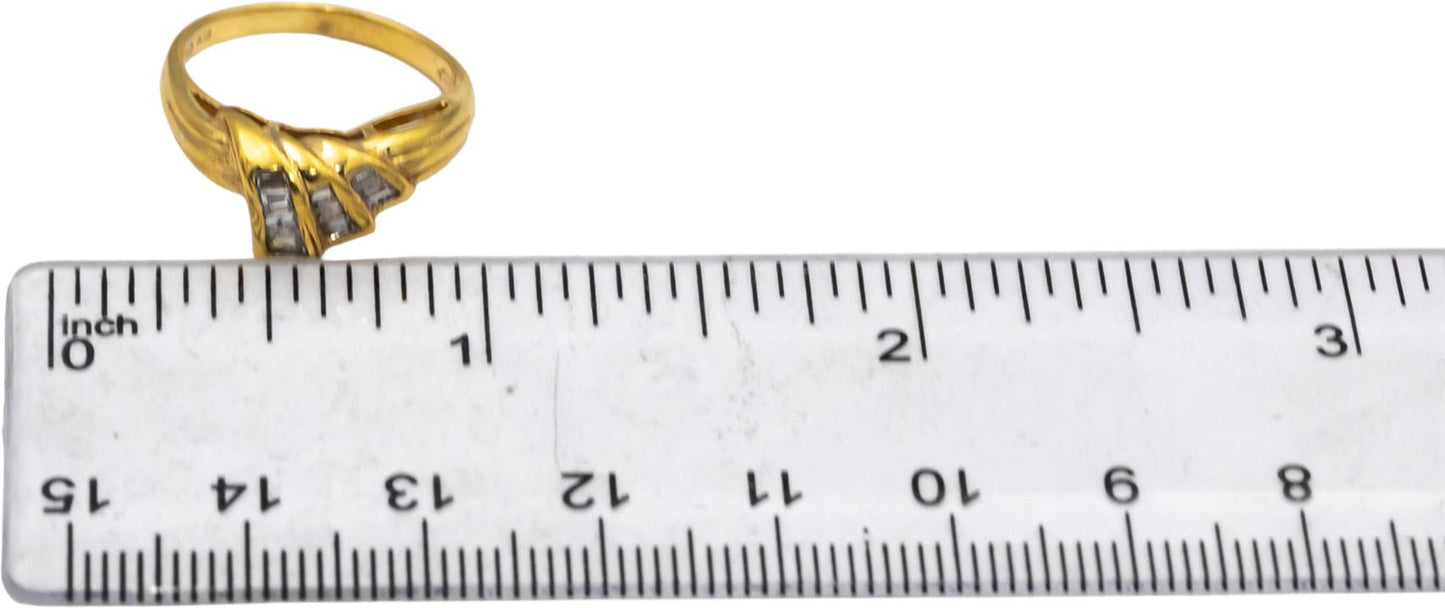 18k Yellow Gold VS Baguette Cut Channel Set Diamond Cocktail Ring 0.35CT Size 6