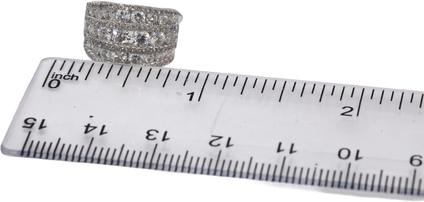 14k White Gold Round Diamond Curved Cluster Earrings 2.0CTW