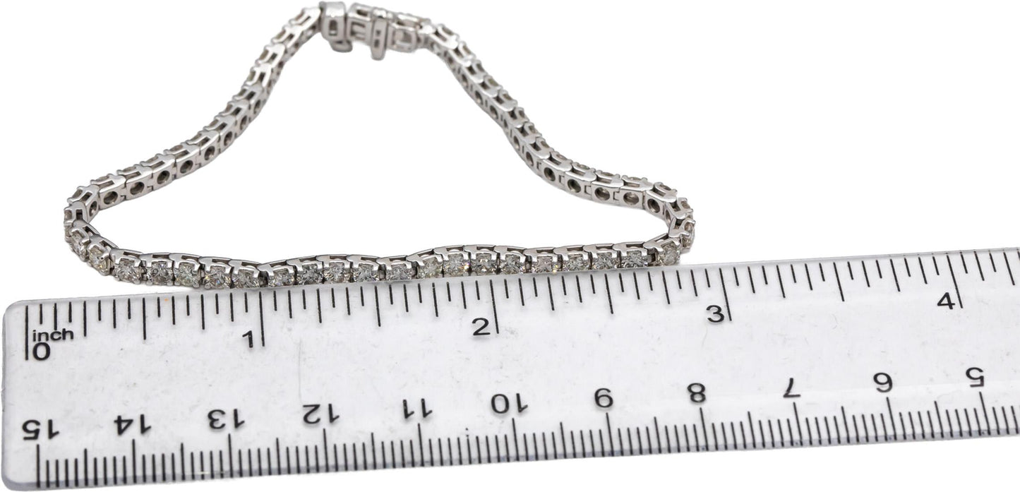 14k White Gold Round Diamond Tennis Bracelet 5.0CT