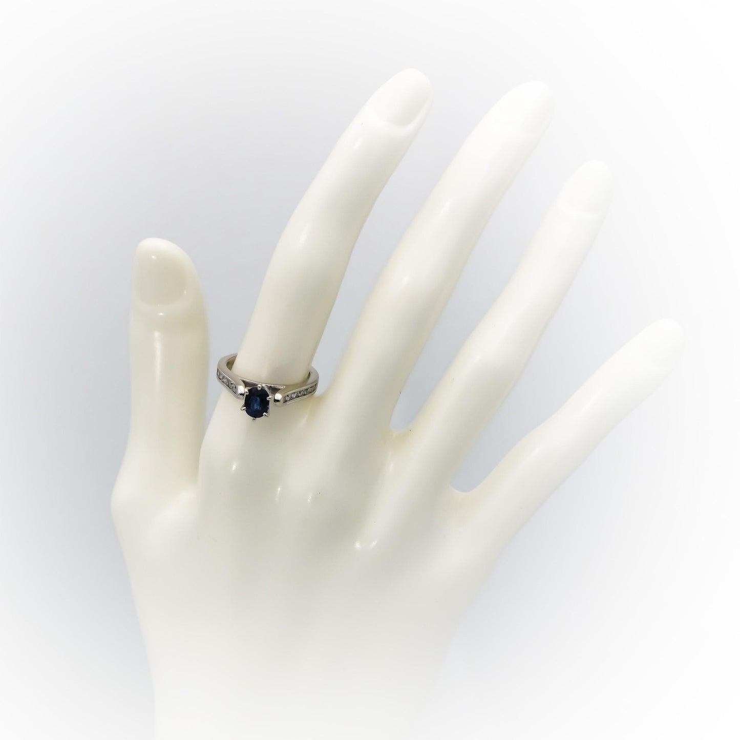 14k White Gold VS Diamond and Sapphire Cocktail Ring 1.19CT Size 6