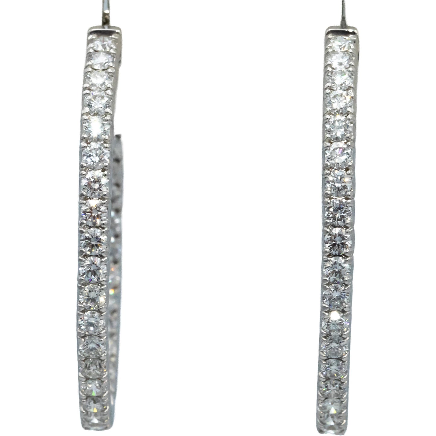 18k White Gold VS Round Diamond Inside Out Oval Hoop Earrings 5.72CT