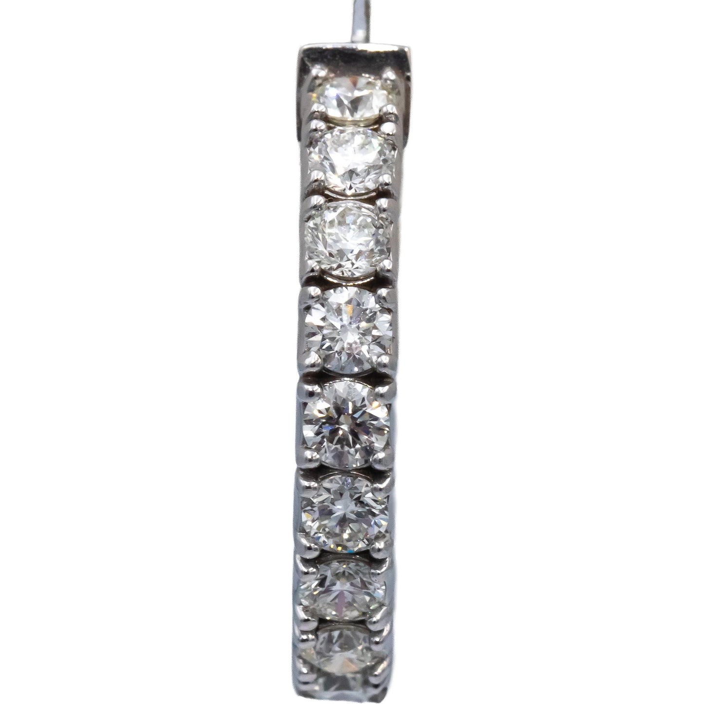 14k White Gold VS Round Diamond Inside Out Hoop Earrings 4.49CT