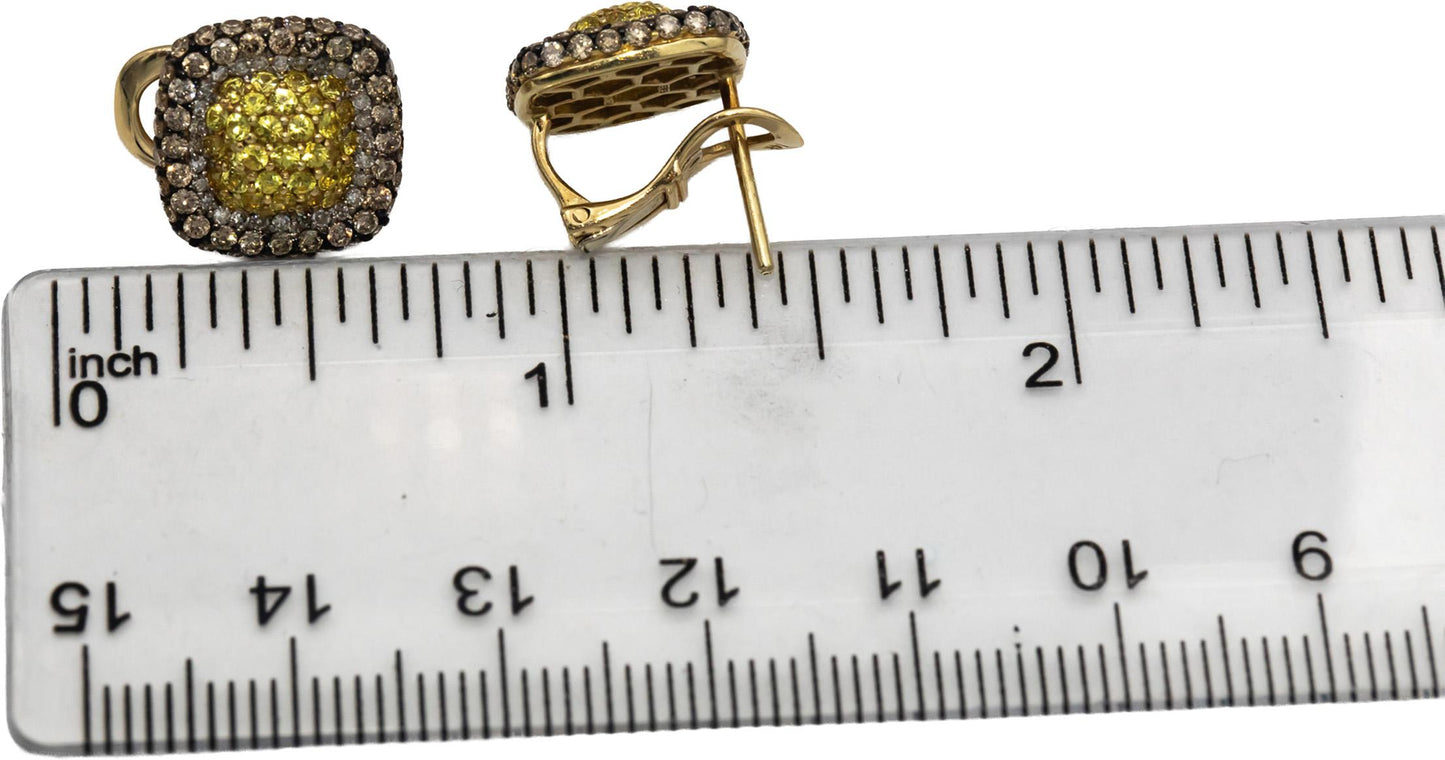 EFFY 14k Yellow Gold Diamond and Yellow Sapphire Espresso Earrings 1.25CT