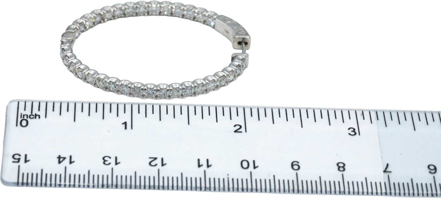 18k White Gold VS Round Diamond Inside Out Oval Hoop Earrings 5.72CT