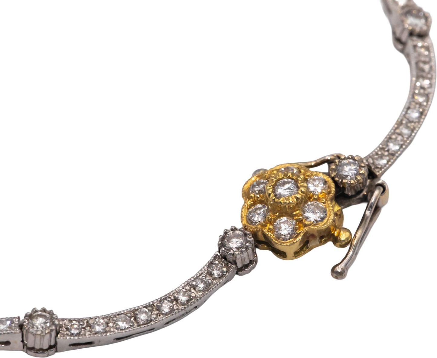 Diamond 18k Yellow & White Gold VS Flower Cluster Lariat Drop Necklace 4.25CT