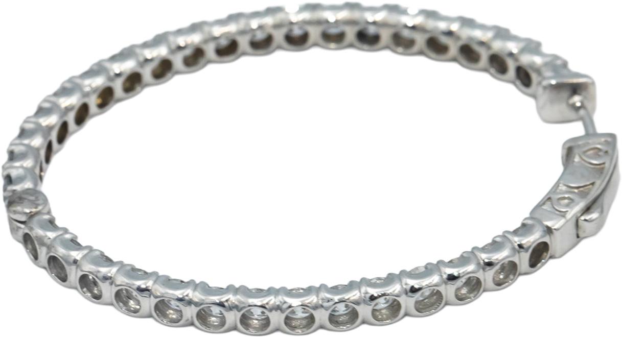 18k White Gold VS Round Diamond Inside Out Oval Hoop Earrings 5.72CT
