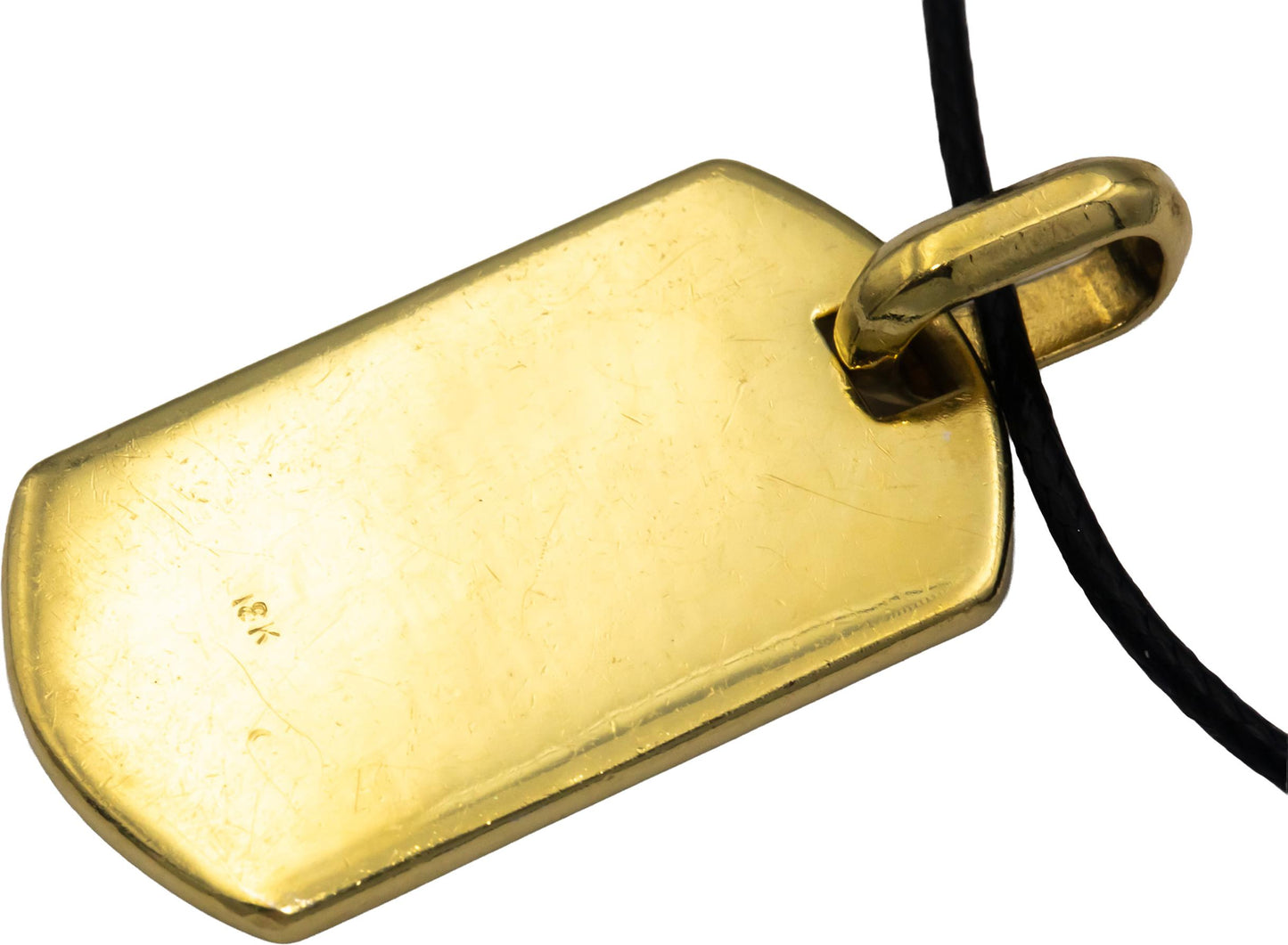 Diamond Round Cut 18k Yellow Gold VS Dog Tag Pendant Necklace 3.0CT