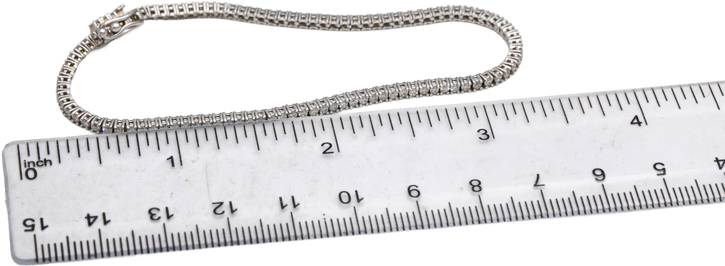 14k White Gold Round Diamond Tennis Bracelet 1.70CT