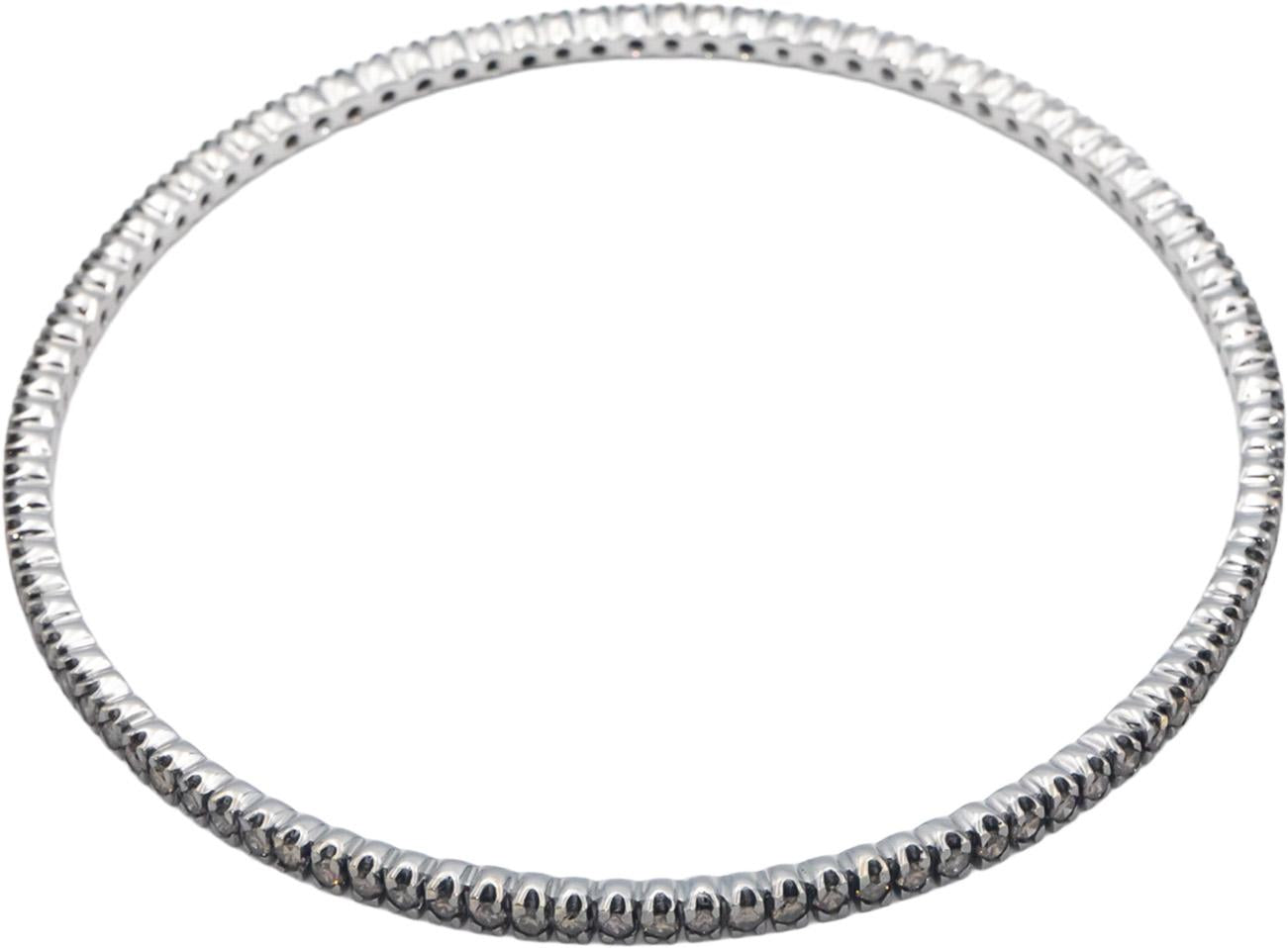18k White Gold VS Round Diamond Bangle Bracelet 3.0CT