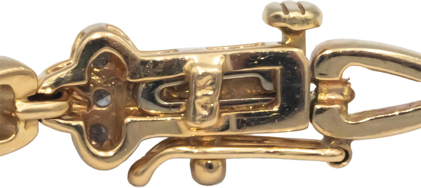 14k Yellow Gold 0.75CT Diamond Floral Fancy Link Bracelet