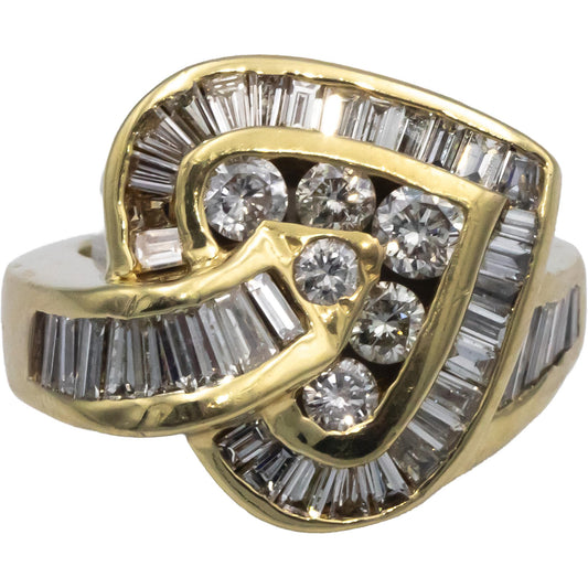 18k Yellow Gold VS Diamond Heart Cluster Cocktail Ring 2.50CT Size 6.75