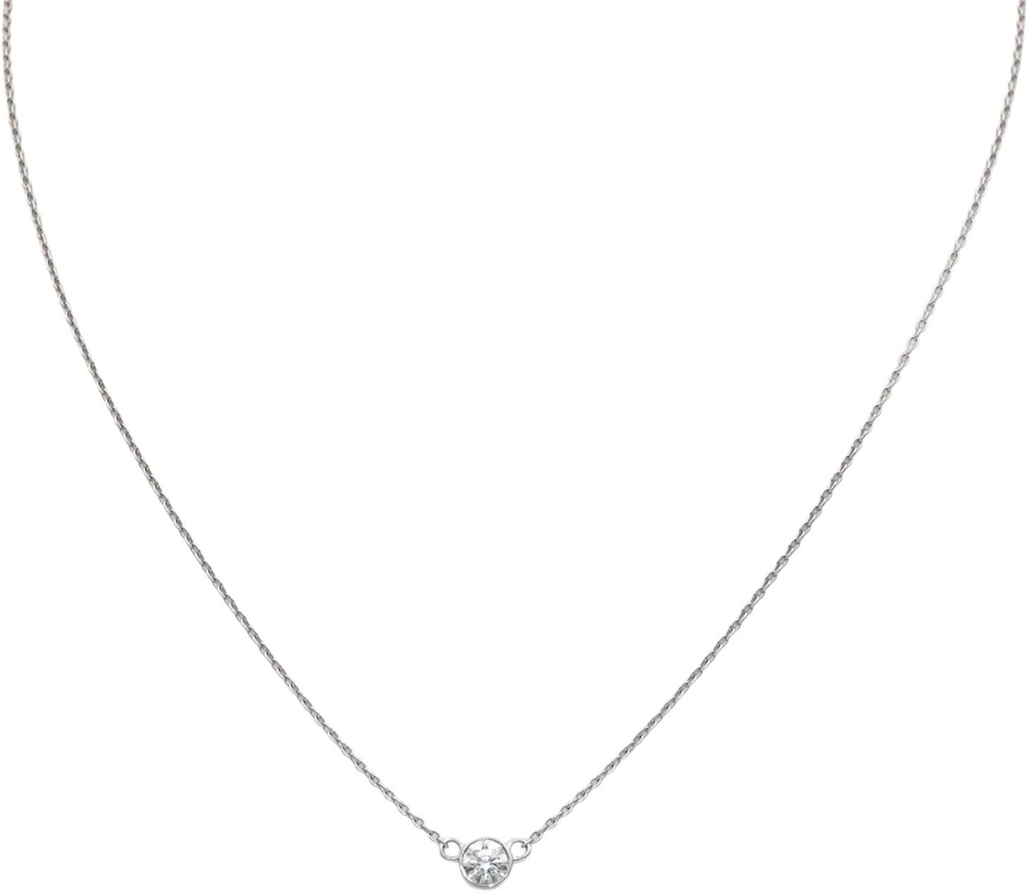14k White Gold 0.35CT VS Round Cut Diamond Solitaire Pendant Necklace
