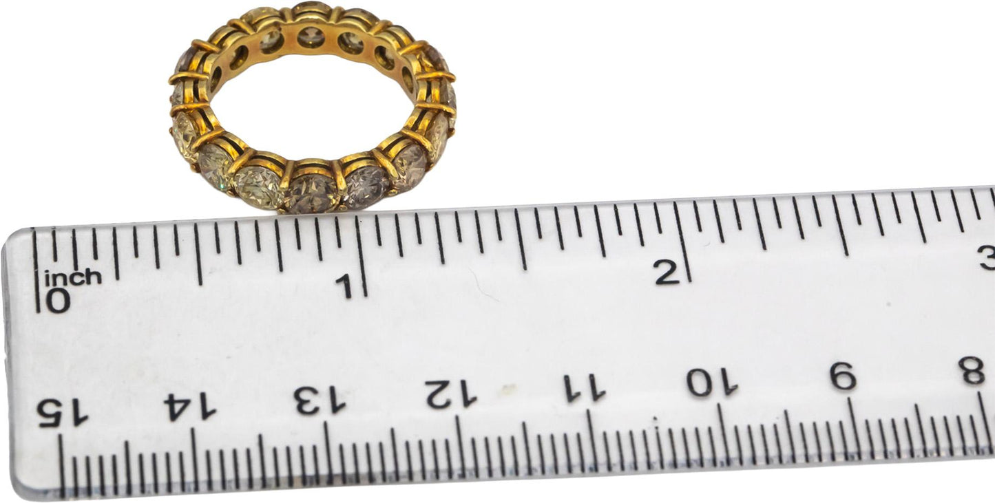 18k Yellow Gold Mixed Colors Round Diamond Eternity Band Ring 5.15CT Size 6.5