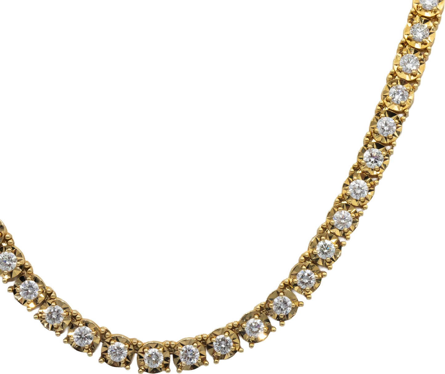 14k Yellow Gold VS Round Cut Diamond Tennis Necklace 20.25" Long 13.02CT