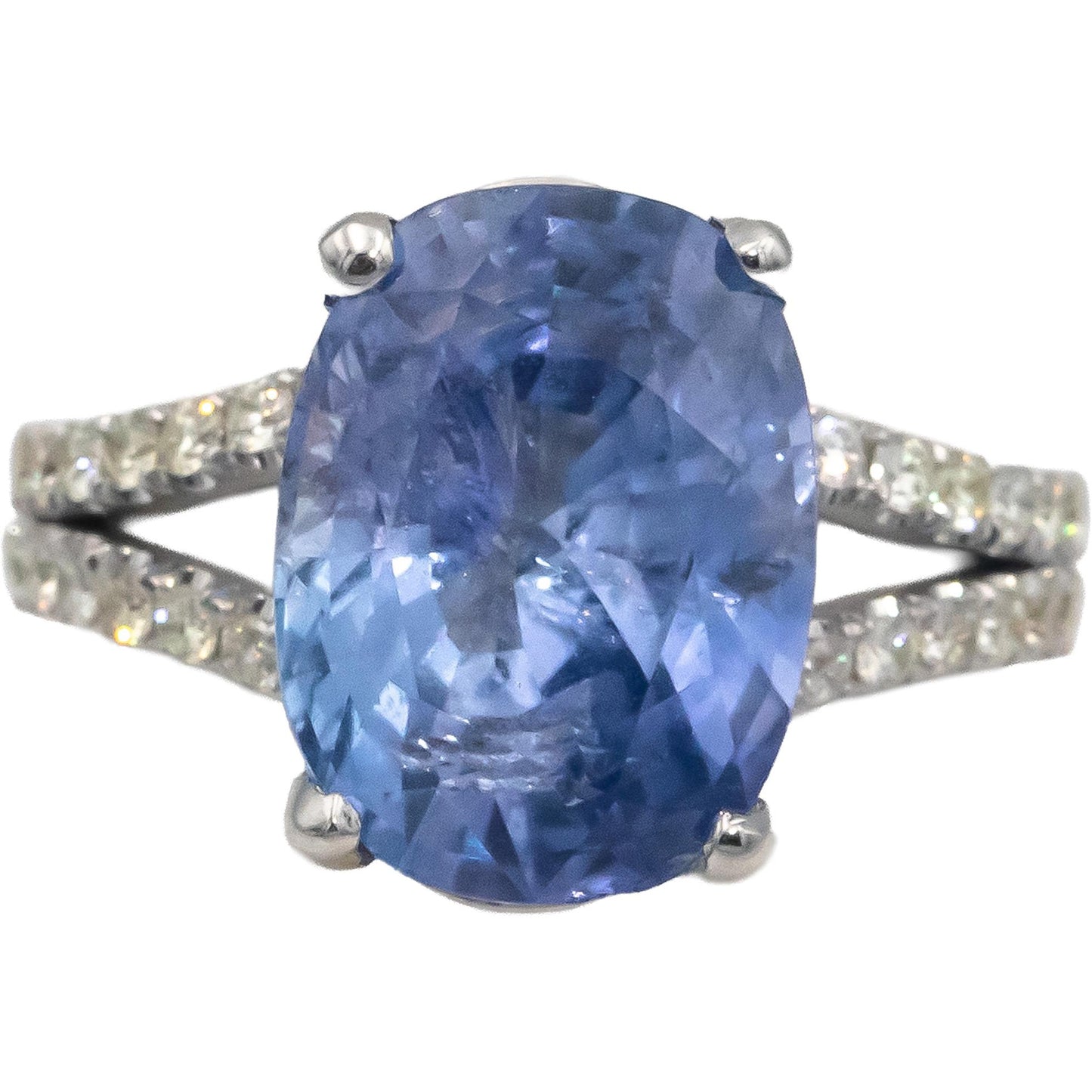 18k White Gold VS Diamond and Blue Sapphire Ring 6.91CT Size 6