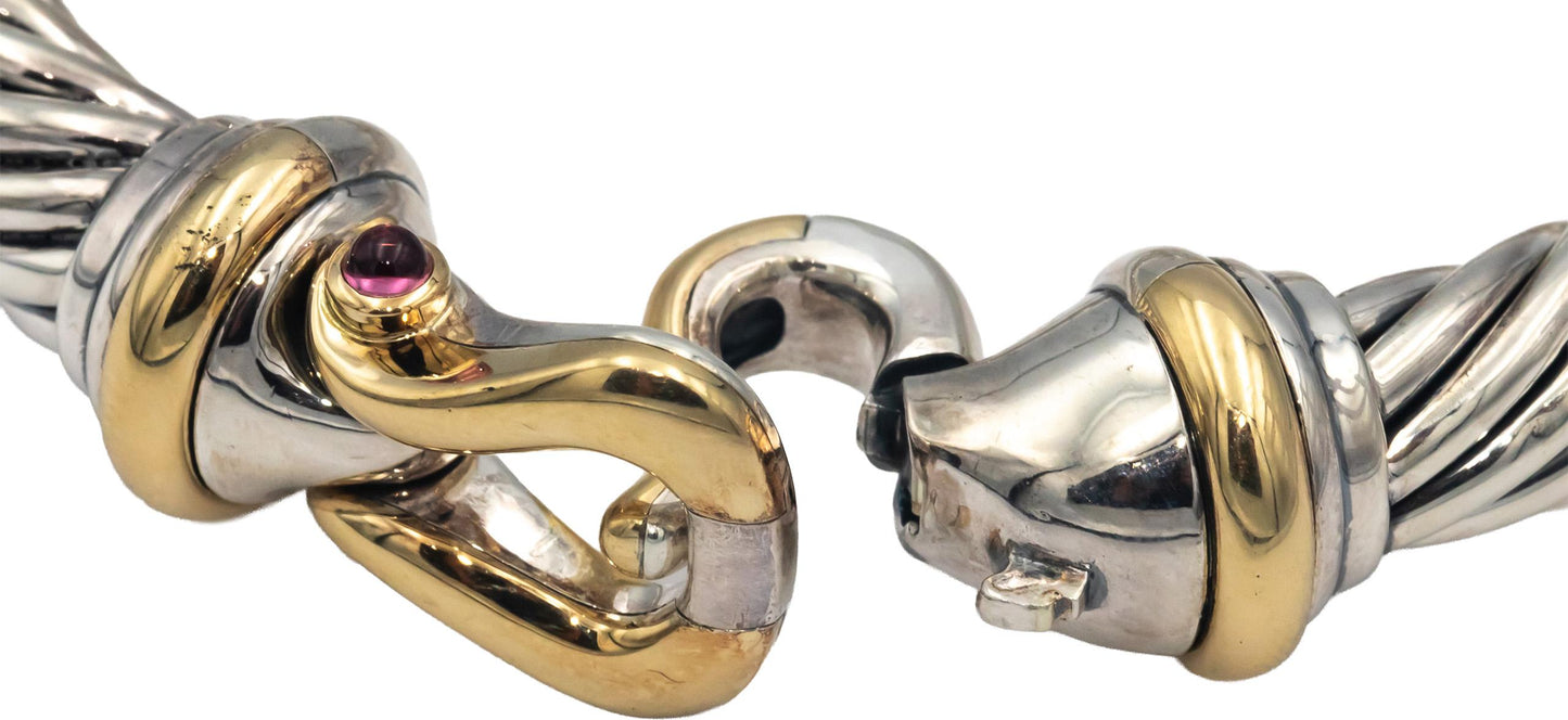 DAVID YURMAN 18k Gold Sterling Silver Gemstone 10mm Buckle Bracelet $2250 Retail