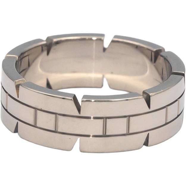 CARTIER 18k White Gold Tank Francaise Ring 7mm Wide Size 9 Euro Size 60