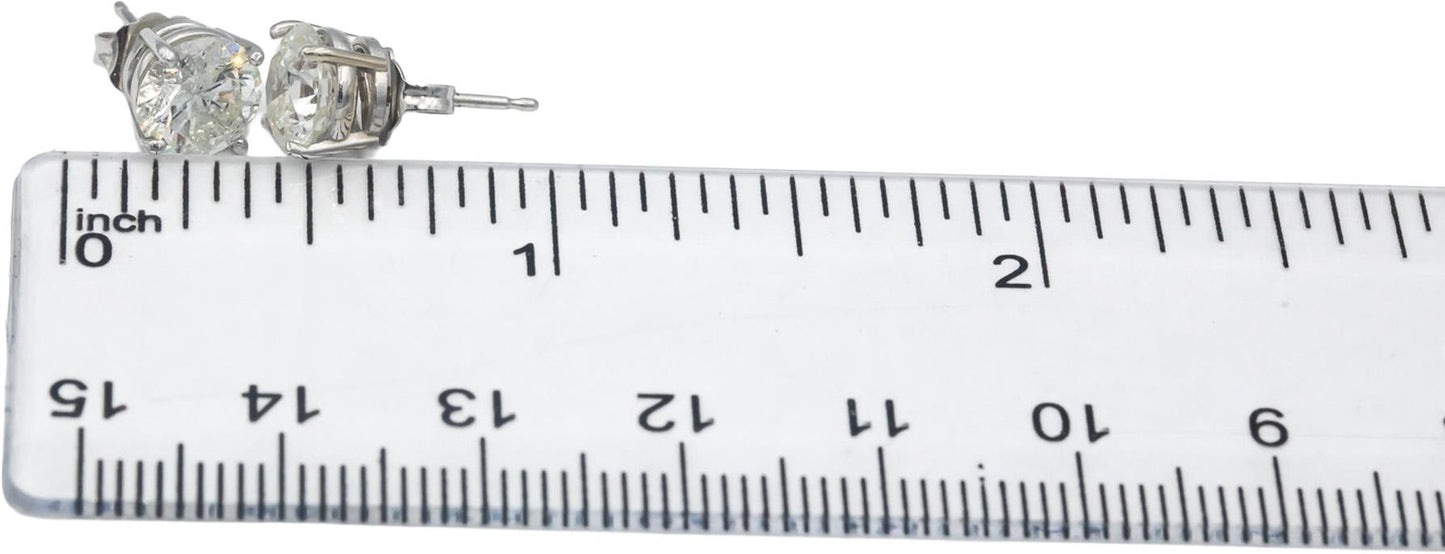 14k White Gold Jewelry Round Cut Diamond Stud Earrings 2.65CT