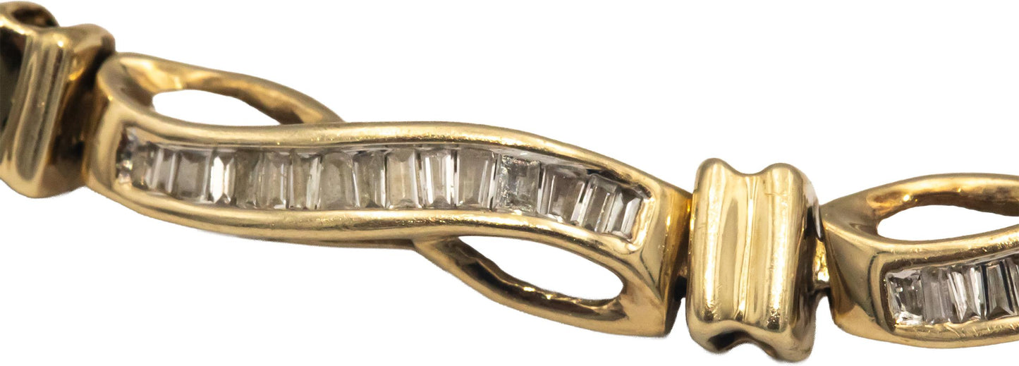 10k Yellow Gold Jewelry 1.0CT Baguette Channel Set Diamond Fancy Link Bracelet