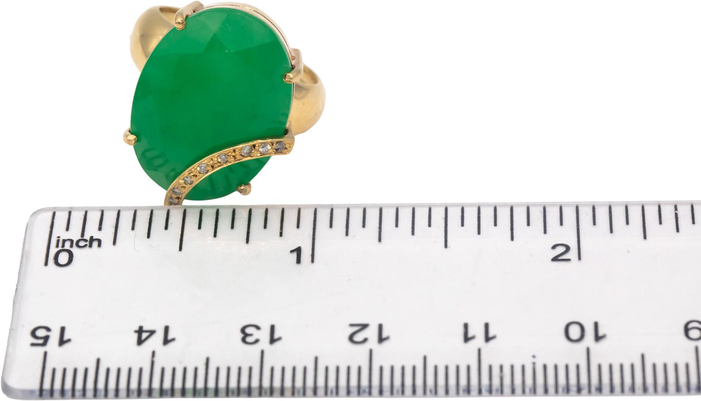 Diamond & Emerald 18k Yellow Gold Jewelry Jumbo Cocktail Ring 16.55CT Size 5.5