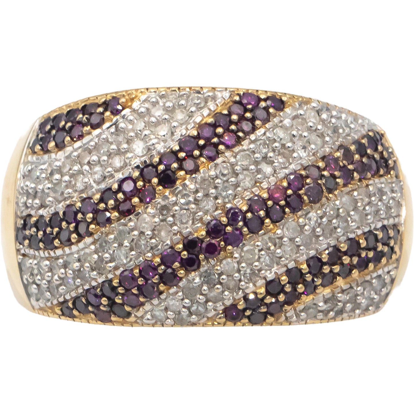 Diamond and Sapphire Round Cut 14k Yellow Gold Cluster Band Ring 1.0CT Size 9