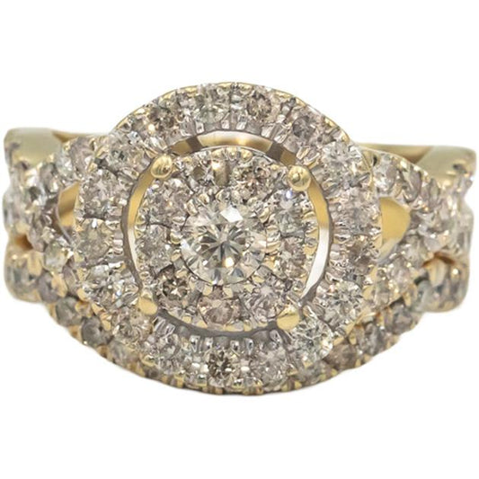 Round Diamond 10k Yellow Gold Cluster Cocktail Ring 1.50CT Size 8.75