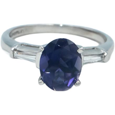 Platinum Baguette Diamond Oval Tanzanite Cocktail Ring 1.43CT Size 5.5