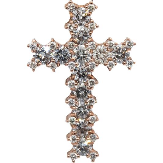 14k Rose Gold Jewelry Round Diamond Cross Crucifix Pendant 4.64CT