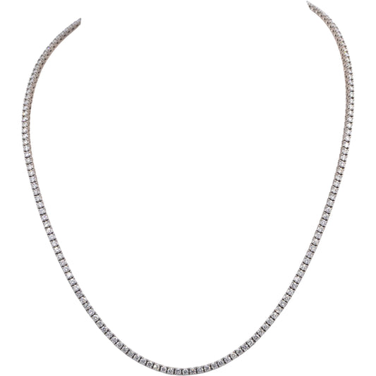 14k White Gold Jewelry Round Diamond Tennis Necklace 16.5" Long 5.82CT
