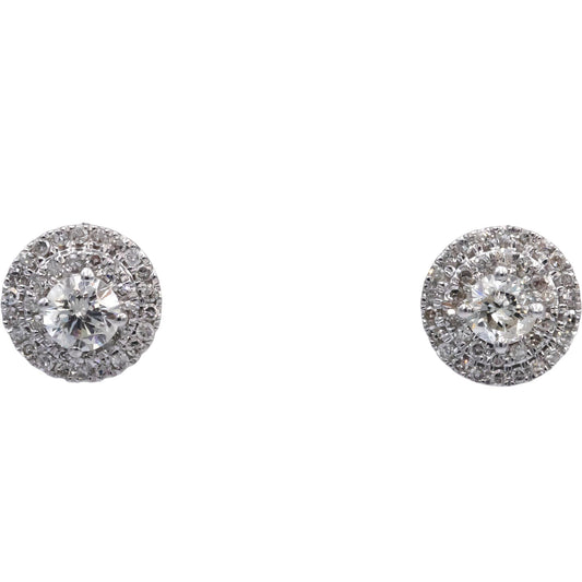 Round Diamond 14k White Gold Halo Stud Earrings 1.0CT w/ 0.75CT Centers