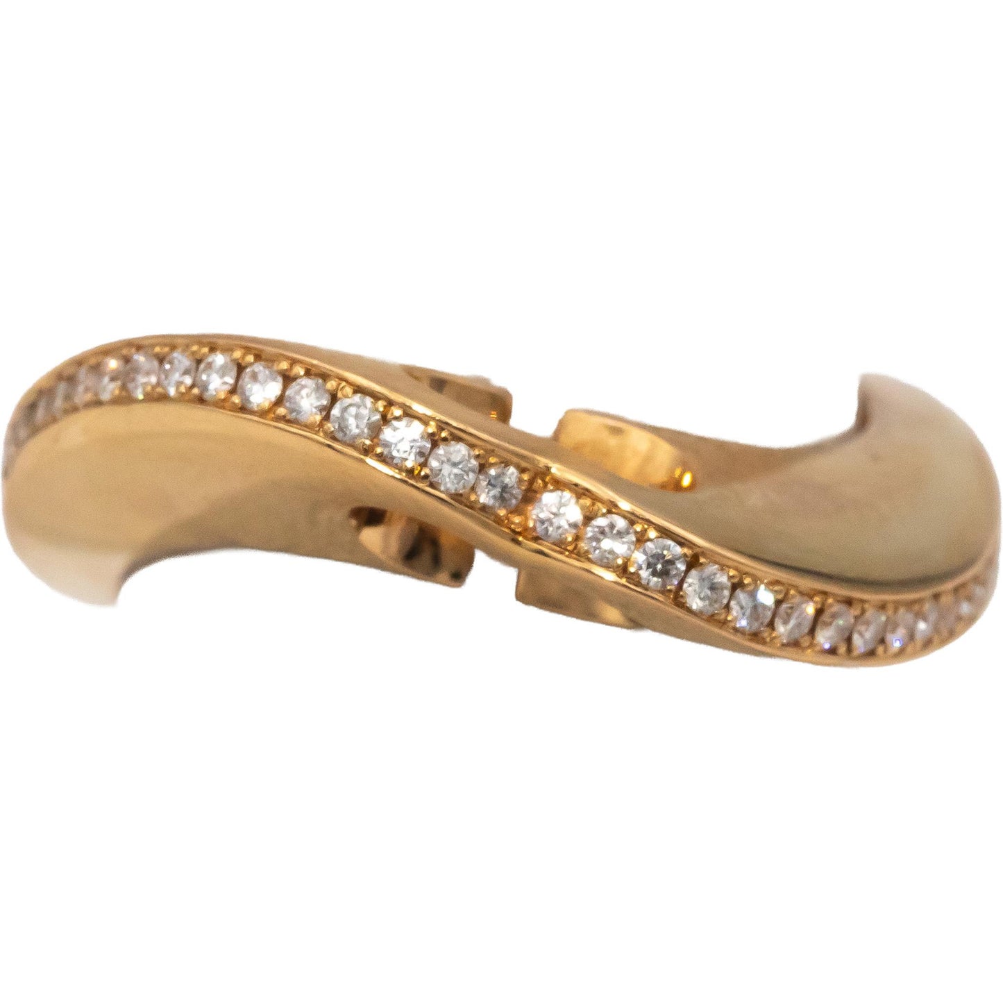 CHOPARD 18k Rose Gold Waving Heart Diamond Ring 0.18CT Size 52 w/ Papers