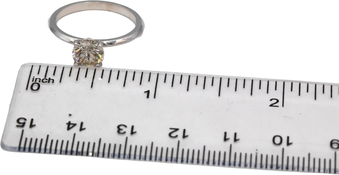 14k White Gold Round Diamond Solitaire Engagement Ring 1.06CT Size 6.5