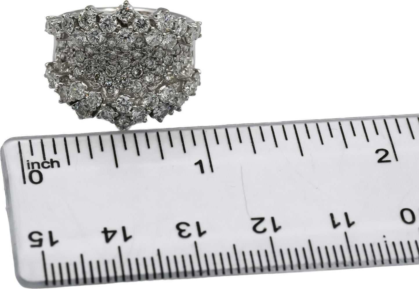 SONIA B. 18k White Gold Round Diamond Cluster Cocktail Ring 1.90CT Size 5.25