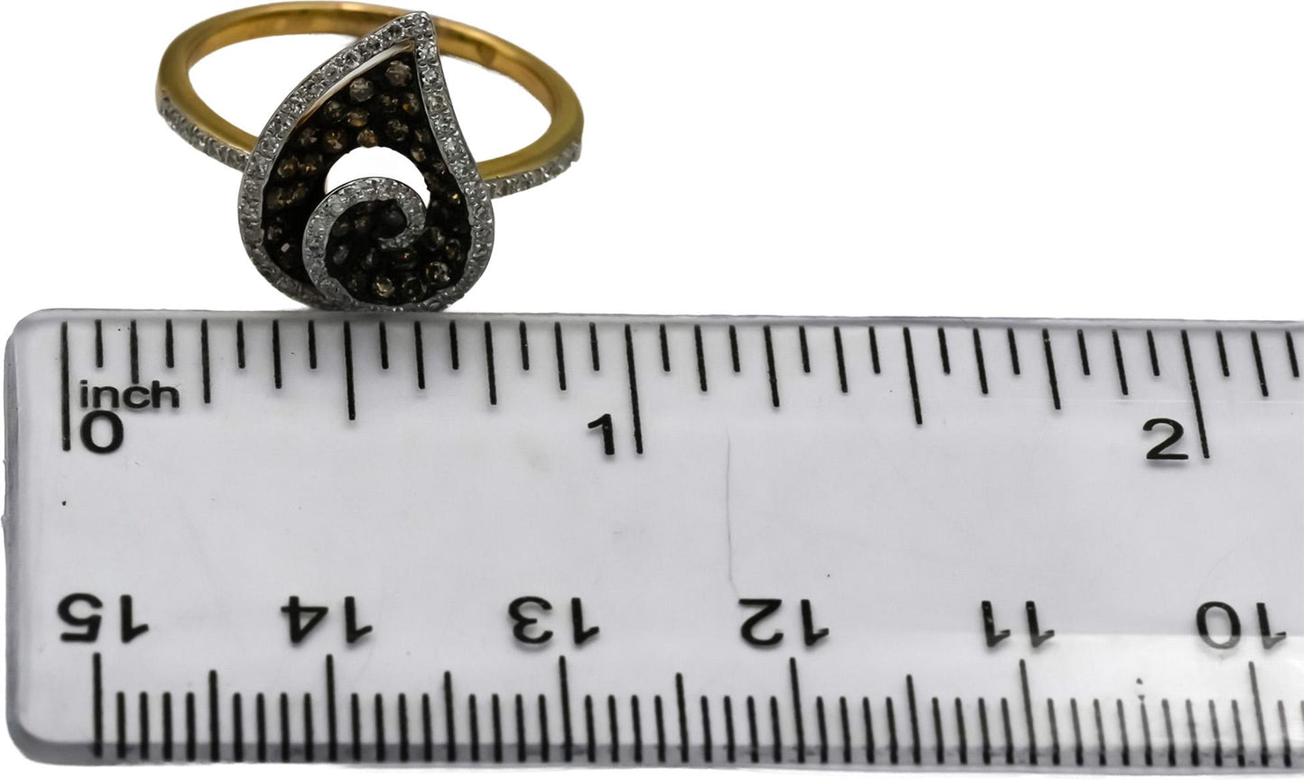 14k Yellow Gold Round Diamond Abstract Floral Ring 0.75CT Size 6.5